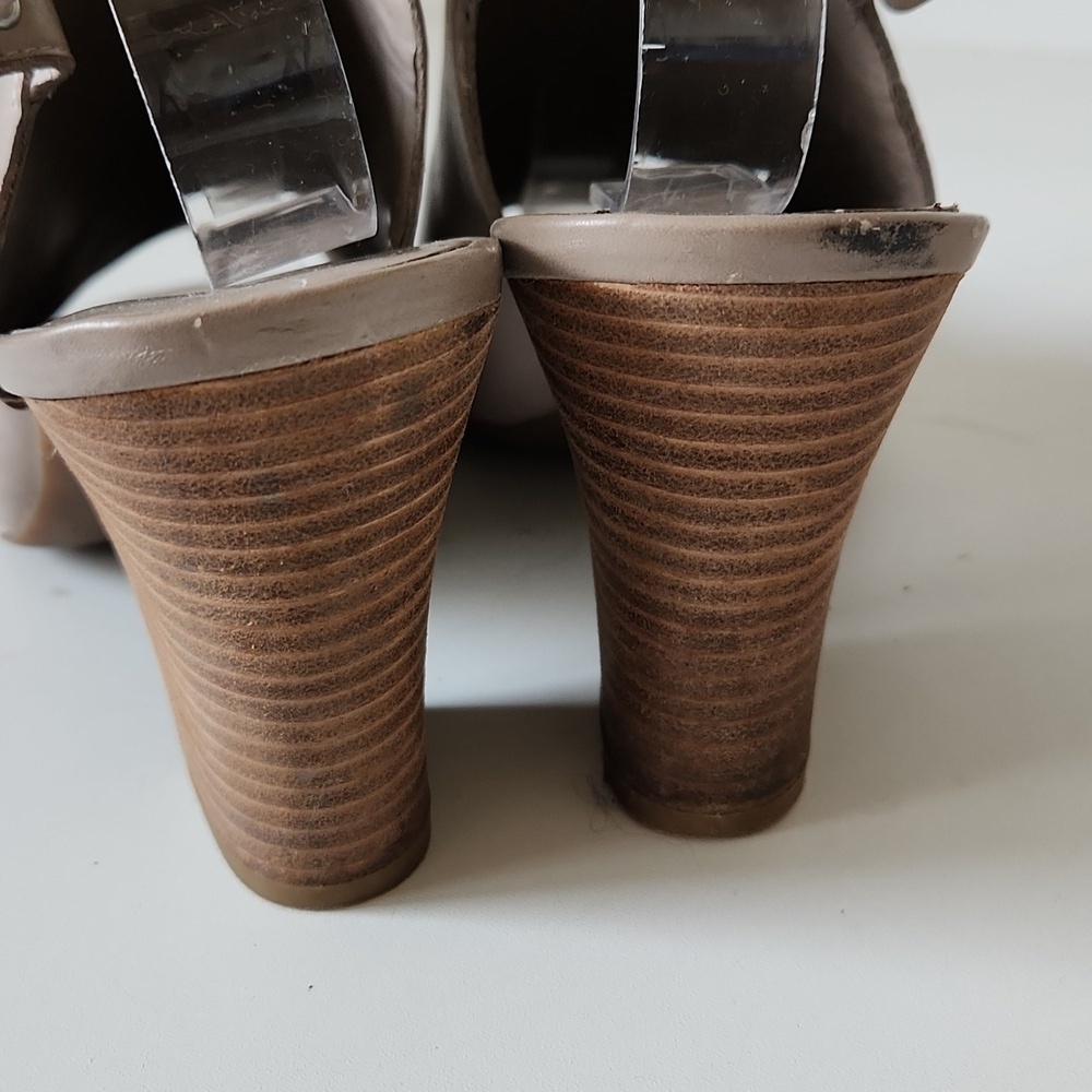 FRANCO SARTO | Open Toe Slingback Chunky Heels Taupe Brown Sz 9M - Picture 3 of 7